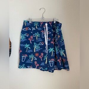 Chubbies Blue Elastic Waist Tree Flamingo Swim Trunk Shorts, Size 2XL